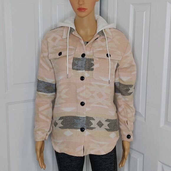 No Boundaries XS Women's Button Up Aztec Hoodie Sweater Long Sleeve - Picture 1 of 8